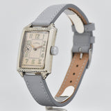 1928 Vintage Illinois Rectangular-shaped 14K White Gold Filled Watch (# 14556)