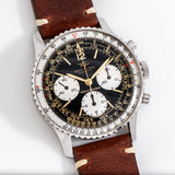 vintage breitling navitimer timepiece dial shot, on its back
