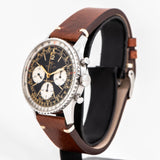 vintage breitling navitimer timepiece dial shot, side view