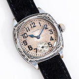 vintage waltham watch dial shot, on its back