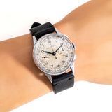 vintage nicolet watch wrist shot, close up