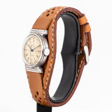 vintage movado watch dial shot, side view