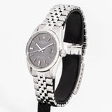 vintage rolex datejust grey dial shot, side view
