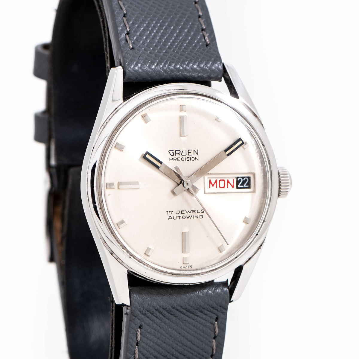 1970's Vintage Gruen Precision Day-Date Ref. 712-730 CD Stainless