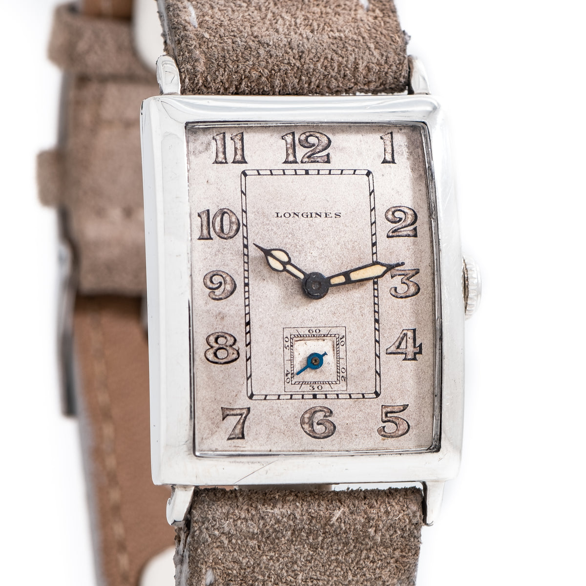 1930 Vintage Longines Rectangular Shaped .900 Silver Watch