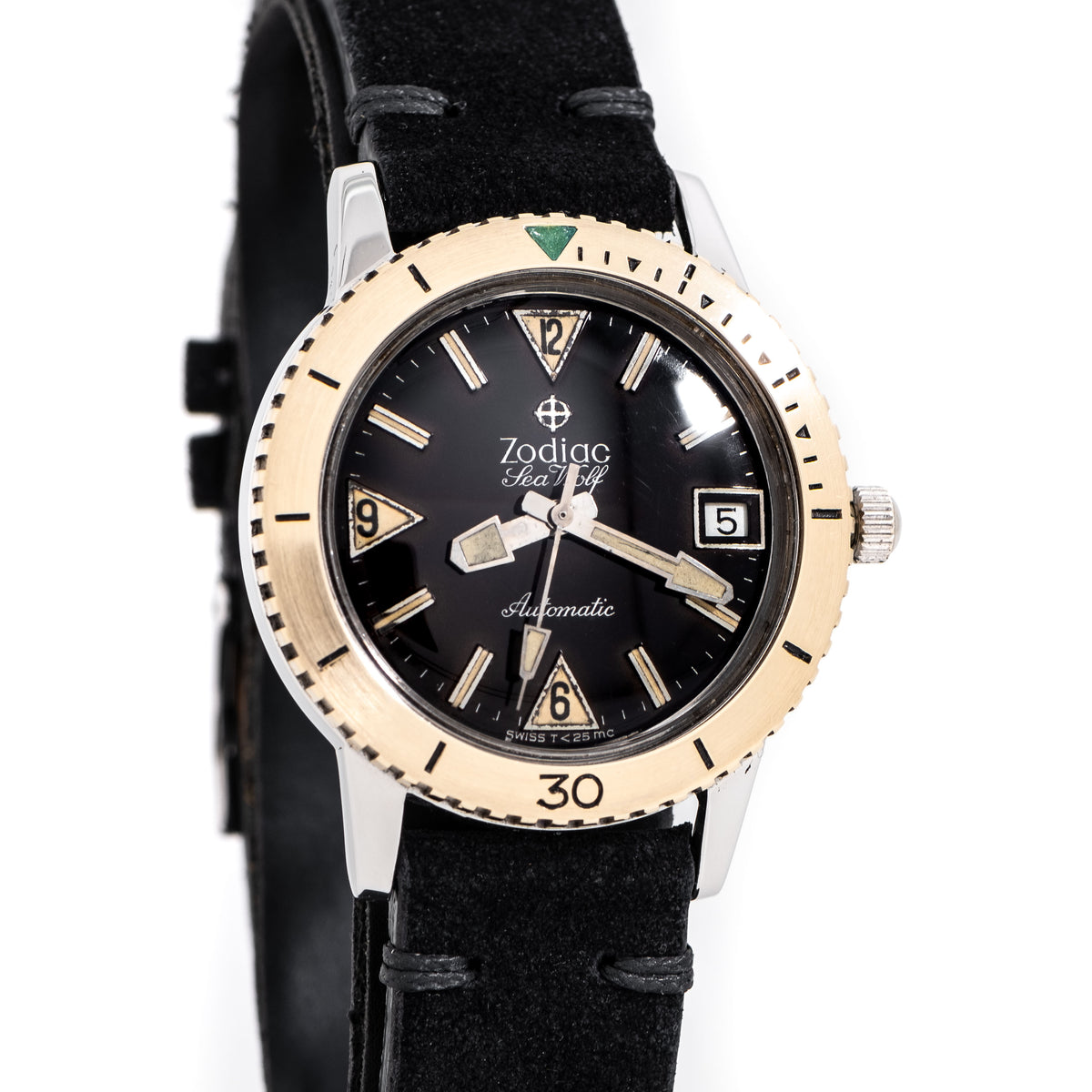 1960's Vintage Zodiac Sea Wolf Ref. 722-946 B 10k Yellow Gold