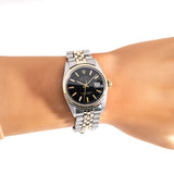 Sold - 1968 Vintage Rolex Datejust Ref. 1601 Black Gilt Dial Two-Tone in 14k Yellow Gold & Stainless Steel (# 14487)
