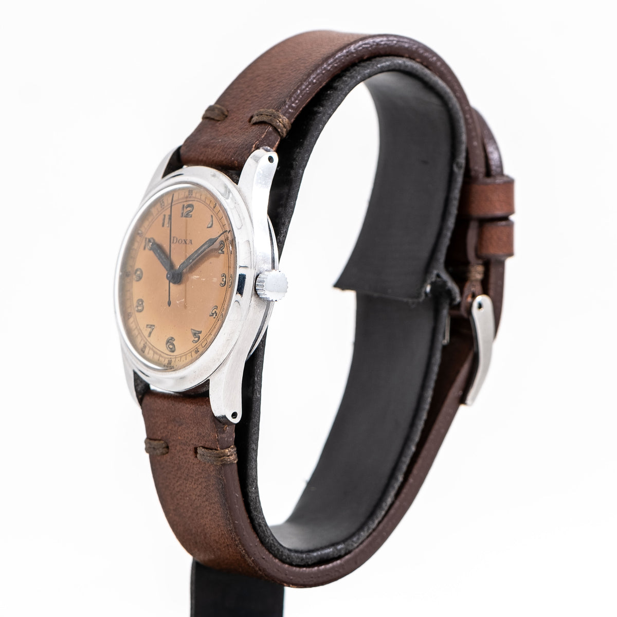 Vintage 1940s Doxa Military Watch 24mm Silver Tone Steel Bracelet Manual Wind 1940 main image 2