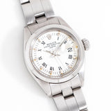 1977 vintage ladies rolex date watch dial shot, on its back
