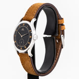vintage omega black dial dial shot, side view