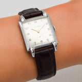 1940's Vintage Cyma Square-shaped Stainless Steel Watch (# 14505)