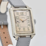 1928 Vintage Illinois Rectangular-shaped 14K White Gold Filled Watch (# 14556)