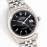 1971 Vintage Rolex Datejust Ref. 1601 Black Dial in 14k White Gold & Stainless Steel (# 16049)