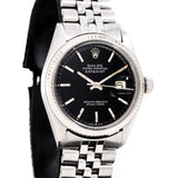 1971 Vintage Rolex Datejust Ref. 1601 Black Dial in 14k White Gold & Stainless Steel (# 16049)