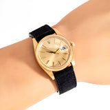vintage rolex date automatic yg ww, wrist shot close up