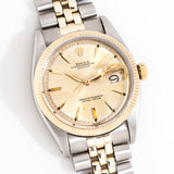 vintage rolex datejust two tone, on its back