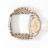 vintage rolex datejust two tone, side of the case with crown view
