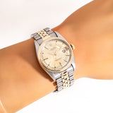 vintage rolex datejust two tone, wrist shot close up
