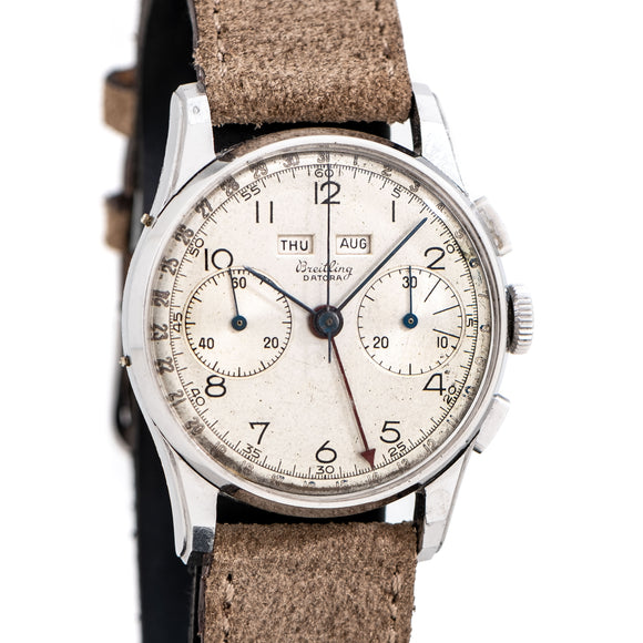 vintage breitling datora calendar watch dial shot