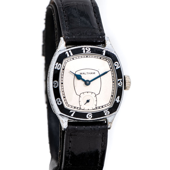 1928 Vintage Waltham Cushion Shaped Nickel Watch (# 15474)