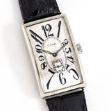 vintage cyma rectangular watch dial shot, on its back