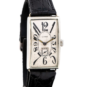vintage cyma rectangular watch dial shot