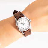 vintage rolex oyster perpetual wrist shot, close up