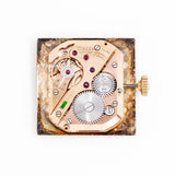 vintage omega square shaped watch, movement shot