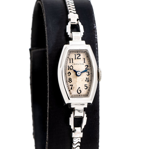 1933 Vintage Ladies Hamilton 14k White Gold Filled Watch (# 15501)