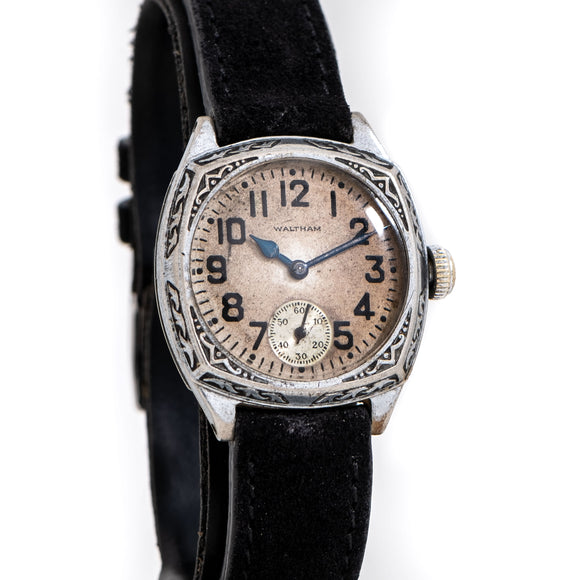 1912 Vintage Waltham Cushion Shaped Nickel Watch (# 15502)