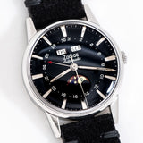 vintage zodiac moonphase watch dial shot, on its back