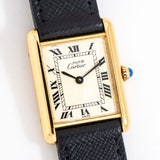 vintage cartier tank must de champagne dial shot, on its back
