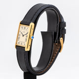 vintage cartier tank must de champagne dial shot, side view with a little bit of crown