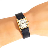 vintage cartier tank must de champagne wrist shot, close up