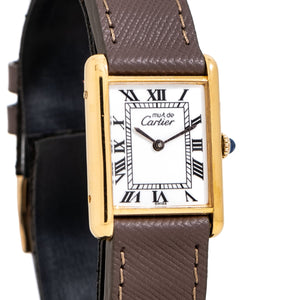 vintage cartier tank must de white dial shot
