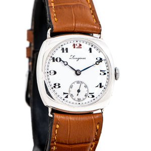 vintage longines cushion watch dial shot
