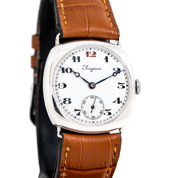 vintage longines cushion watch dial shot