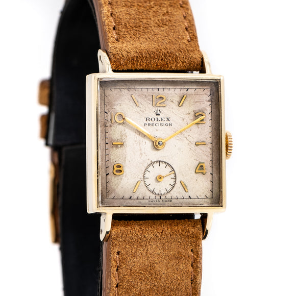 1956 Vintage Rolex Precision Square Ref. 4582 9k Yellow Gold Watch (# 15520)