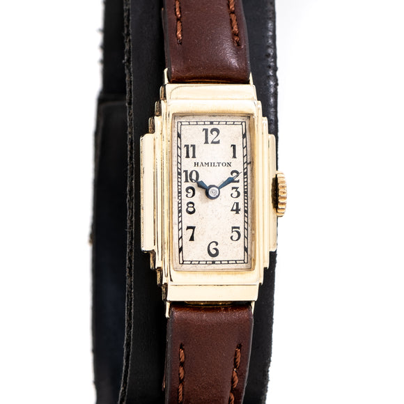 vintage hamilton ladies watch dial shot