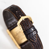 cartier tank brown dial shot, buckle shot