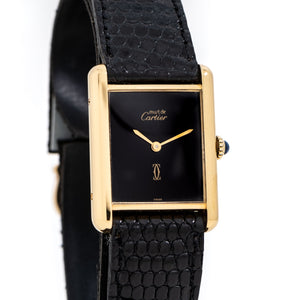 vintage cartier must de black dial shot