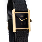 vintage cartier must de black dial shot