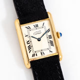 vintage cartier tank must de cream dial shot, on its back