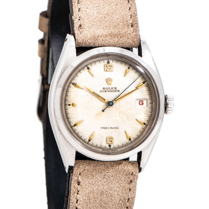 vintage rolex oysterdate wristwatch dial shot
