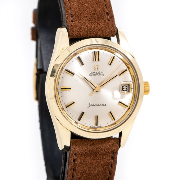 vintage omega yellow gold capped seamaster dial shot