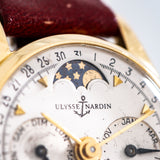 1980's Vintage Ulysse Nardin Triple Date Moonphase Ladies Sized Watch in 18k Yellow Gold (# 14770)