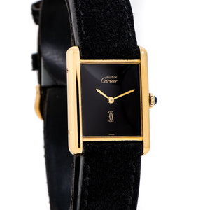 1990's Era Cartier Tank Must De 18k Yellow Gold Plated over Sterling Silver (# 15550)
