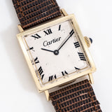 vintage cartier square shaped watch dial shot, on its back