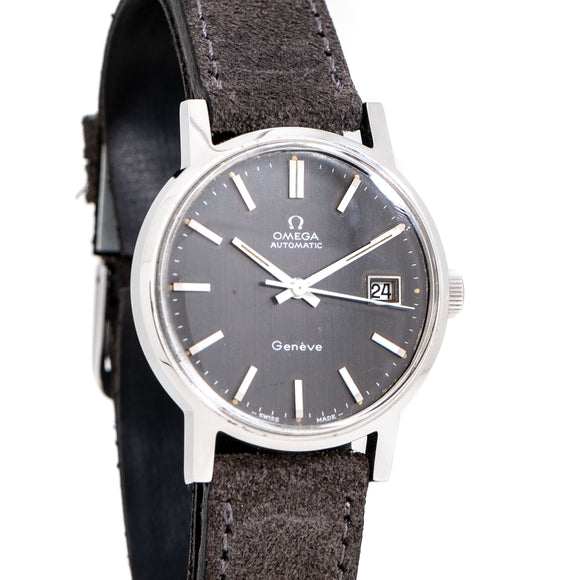 1973 Vintage Omega Genéve Date Ref. 166.098 Stainless Steel Watch (# 15556)