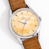 vintage omega wristwatch stainless steel dial shot, additional, on its back